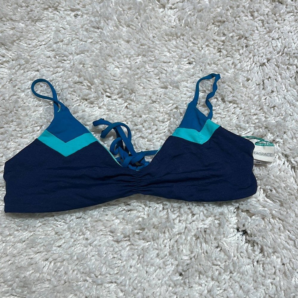 LSPACE blue triangle bikini top
